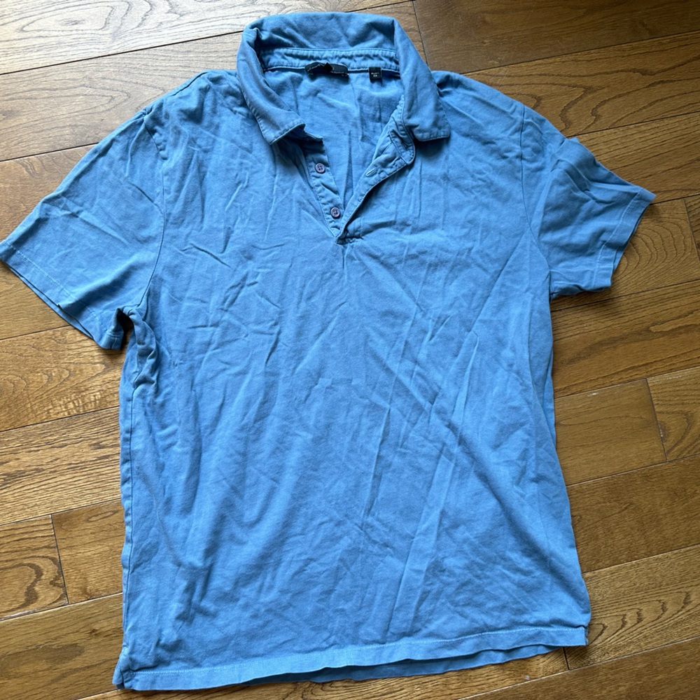 Vince Men's Blue Short Sleeve Button Down Shirt Cotton